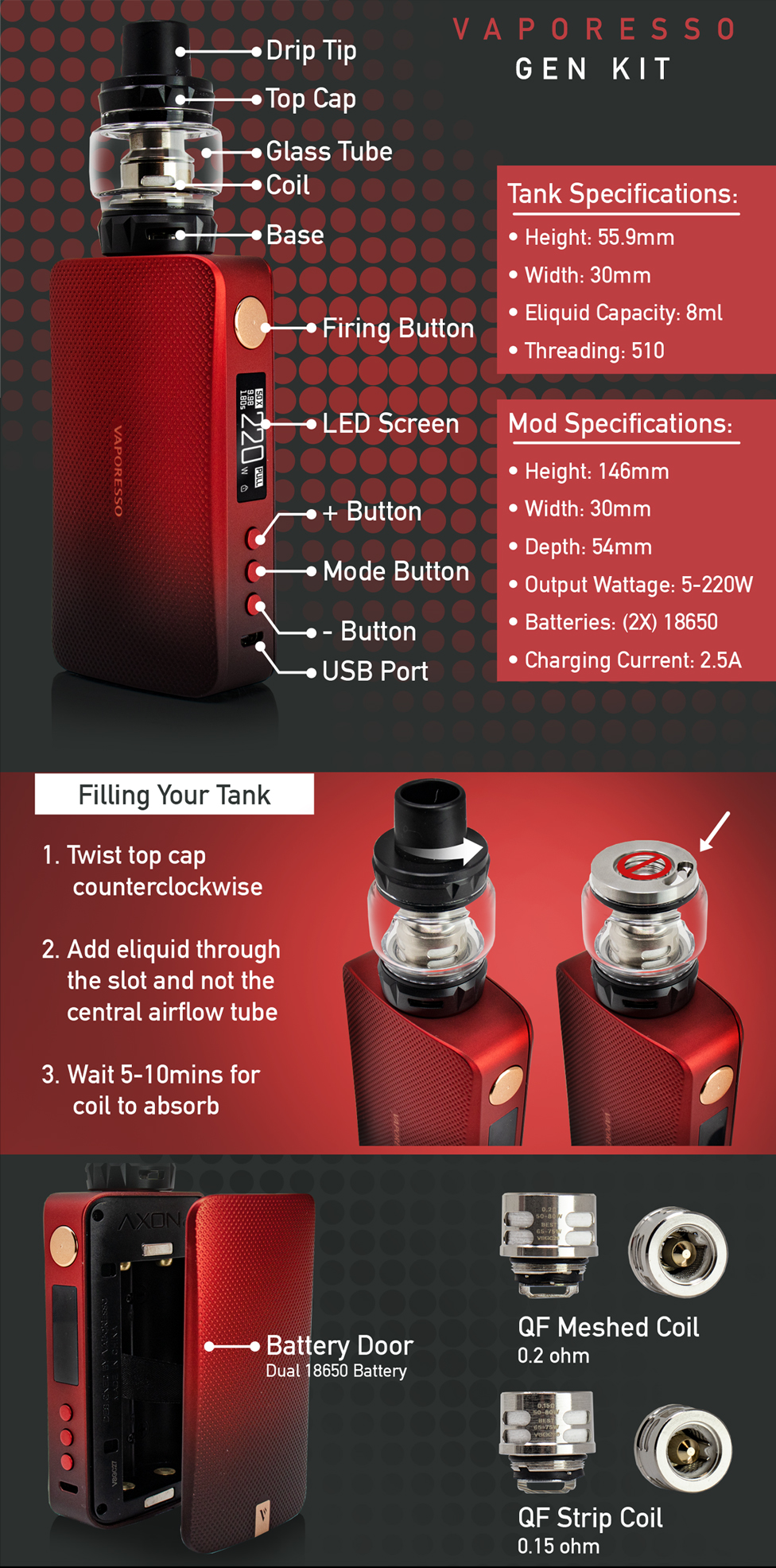 GEN Vaporesso Kit 220W Box Mod SKRR-S tank – Vape Mod Box Cyprus vape ...